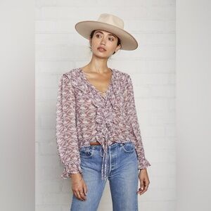 Rachell Pally Chiffon Eros Dove Print Top NEW
